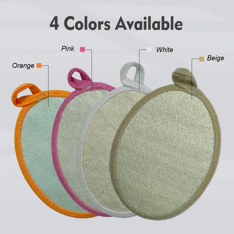 HVB Natural Loofah Exfoliating Bath Sponge, Made from Natural loofah, Unisex, Suitable for Both Facial and Body Cleansing – Pack of 4 (1 Box)