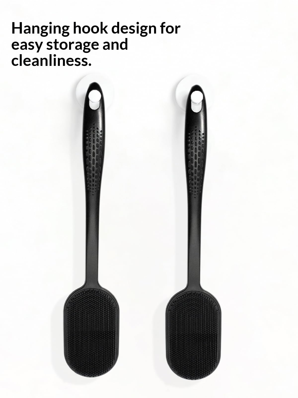 HOKLNUSE Silicone Body Scrubber Dual Sided Back Scrubber Shower Exfoliating Body Brush with Ergonomic Handle and Hook