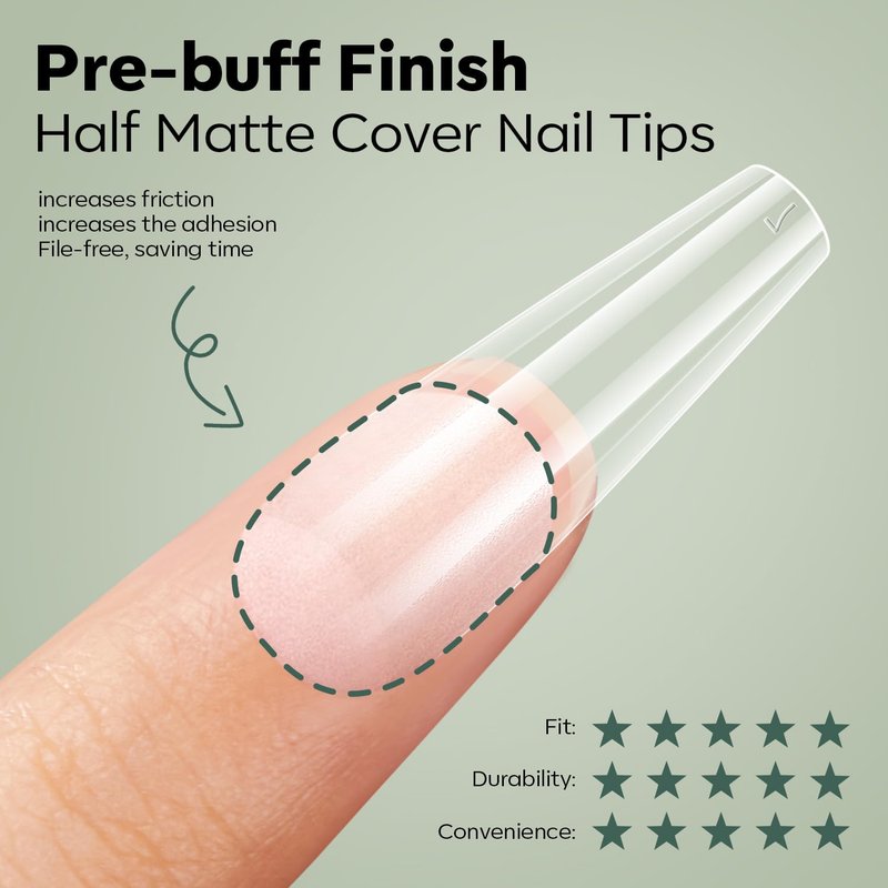 Nail Gel Kit - 9-in-One Acrylic Coffin Nails with UV Light & 500pcs Tips | DIY Salon Extensions