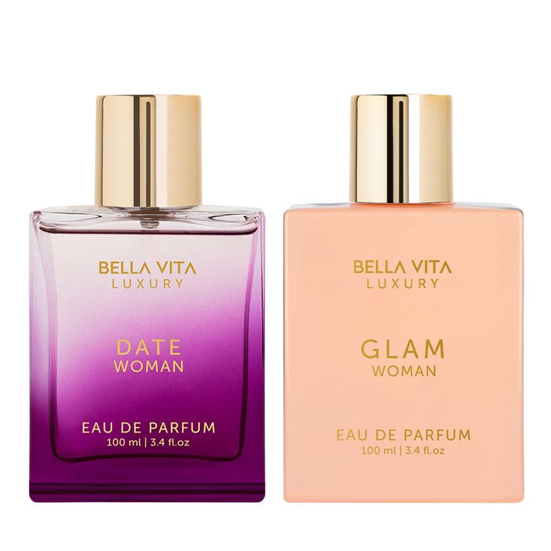 Bella Vita Luxury Women's Gift Set - Fruity & Spicy Perfume | Date Woman & GLAM | 2 x 100 ML