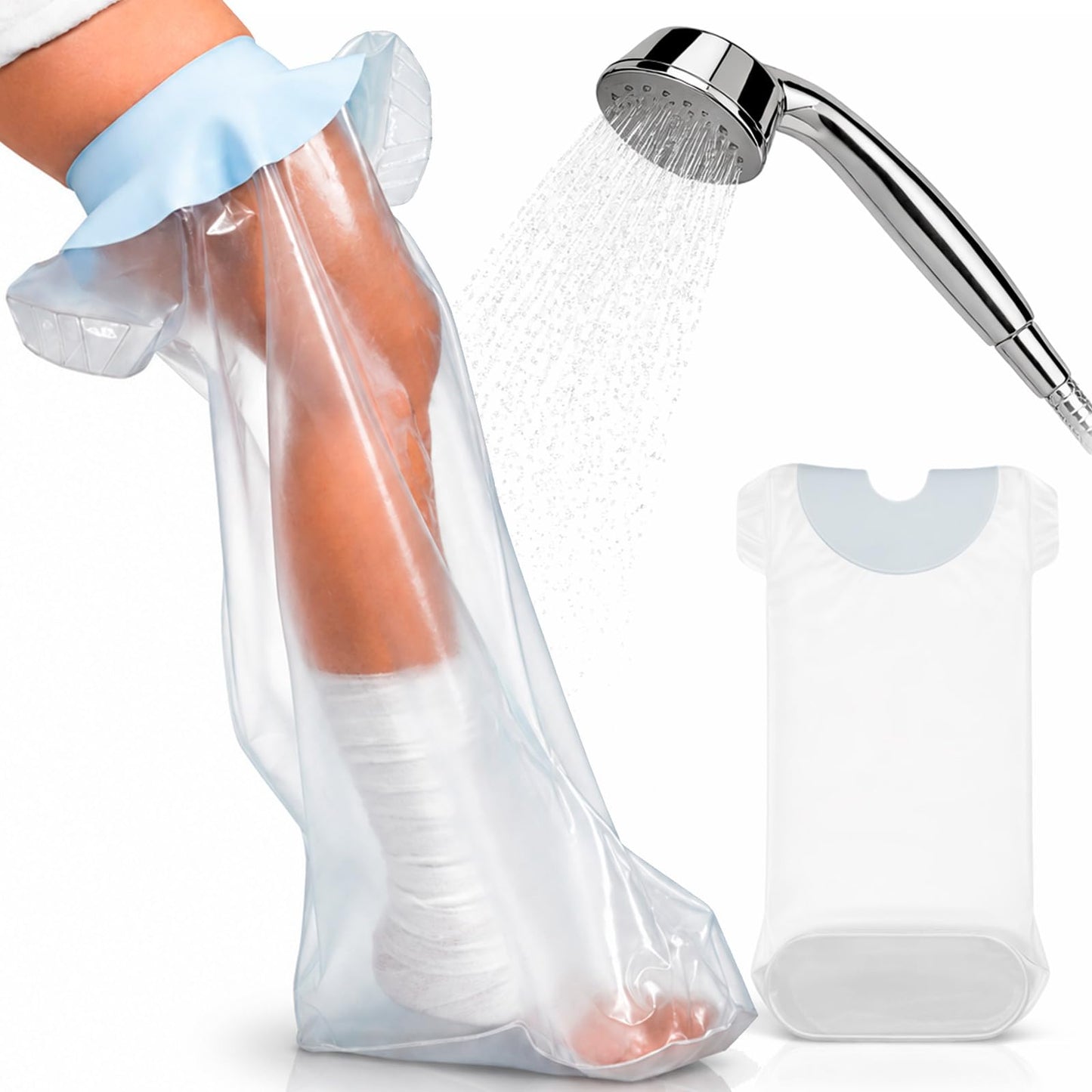Vive Cast Cover for Shower Leg - Waterproof, Patented Seal - Adult Cover Bag for Showering After Surgery - Also for Broken Foot, Ankle, Knee, Toe, Bandages, Wounds, Baths - Watertight & Submersible