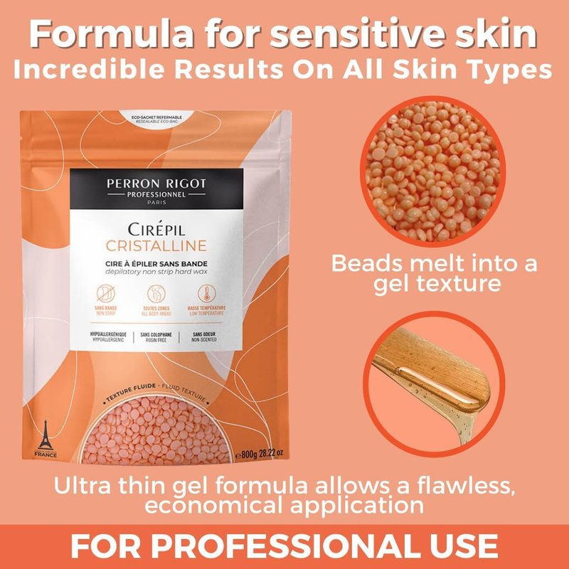 Cirepil Cristalline Hard Wax Beads - 800g | Unscented, Rosin-Free Formula for Sensitive Skin