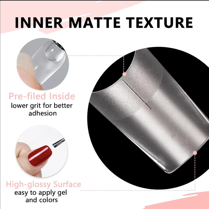 Medium Square Half Cover Nail Tips - 224pcs Full Matte No C Curve Gel Gelly Tips, with Position Line & 12 Sizes for Perfect Nail Extensions