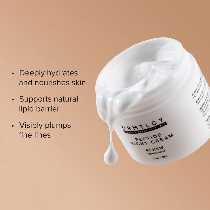 DRMTLGY Peptide Night Cream, Anti-Aging Face Moisturizer with Ceramides & Peptides, Hydrating & Firming Night Cream for All Skin Types (2 oz)
