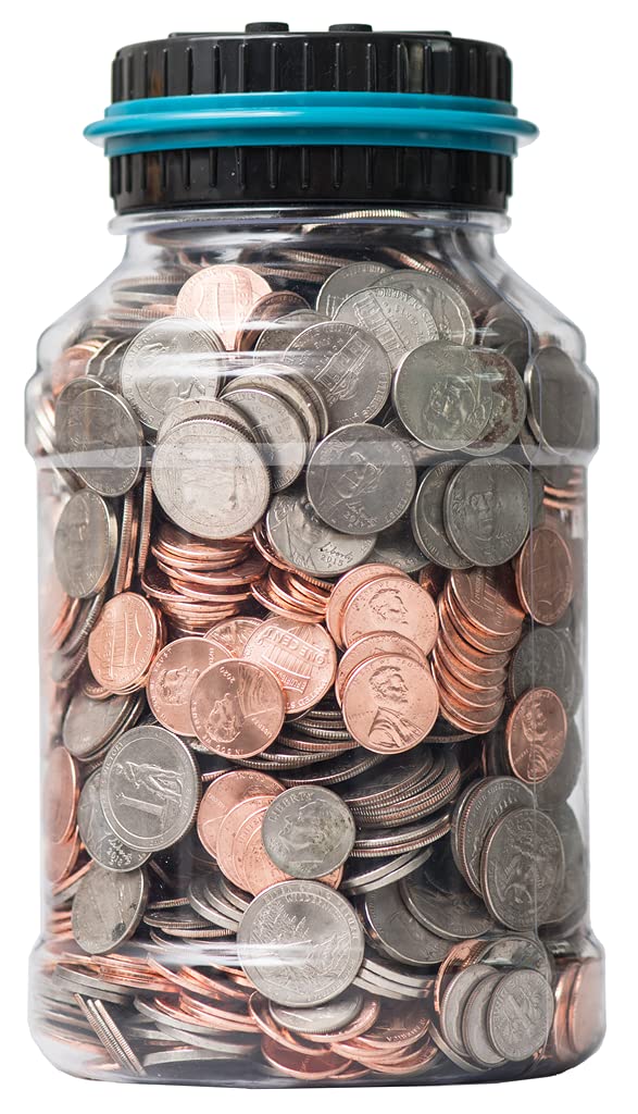 Electronic Piggy Bank by Houseify, Digital Bank Coin Counter w/LCD Screen, US Coins, Gift for Adults, Teens, Families, Couples, Coworkers, Counts 800-1000 Coins, Takes 2 AAA Batteries