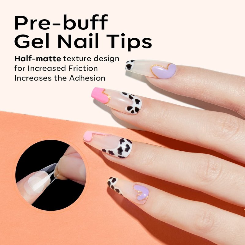 Modelones Short Coffin Nail Tips - 510Pcs Fake Nails Gel Tips Half Matte Full Cover No Filed Stronger Press on for Manicure Extension Art DIY Salon 15 Sizes
