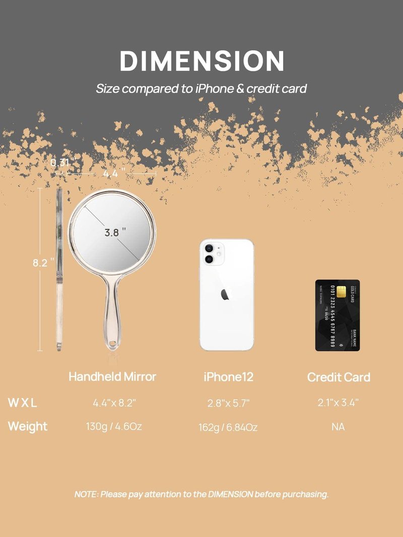 OMIRO Hand Mirror, Double-Sided Handheld Mirror 1X/3X Magnifying Mirror with Handle, Set of 3 (Clear)