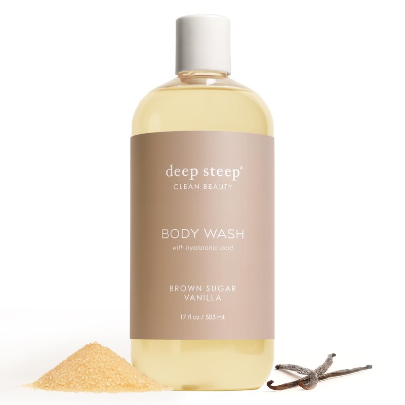 Deep Steep Brown Sugar Vanilla Body Wash, Hydrating Shower Gel with Hyaluronic Acid & Shea Butter for Sensitive Skin, Bodywash for Women & Men, 17 Fl Oz, 1-Pack