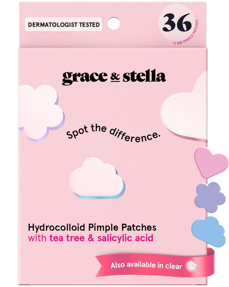 grace & stella Award Winning Pore Strip - Pimple Patches for Face - Hydrocolloid Acne Patches - Absorbs Zits, Reduces Redness - Cute Patches Dermatologist-Tested, Vegan