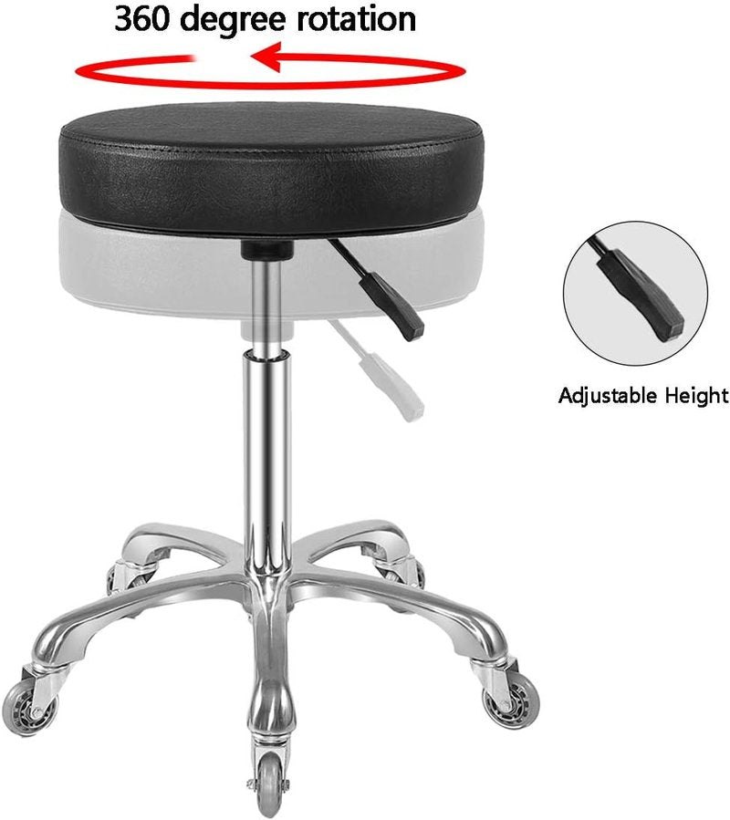 Ainilaily Rolling Stool - Heavy Duty Hydraulic Massage Chair with Wheels | Adjustable Black Swivel Design