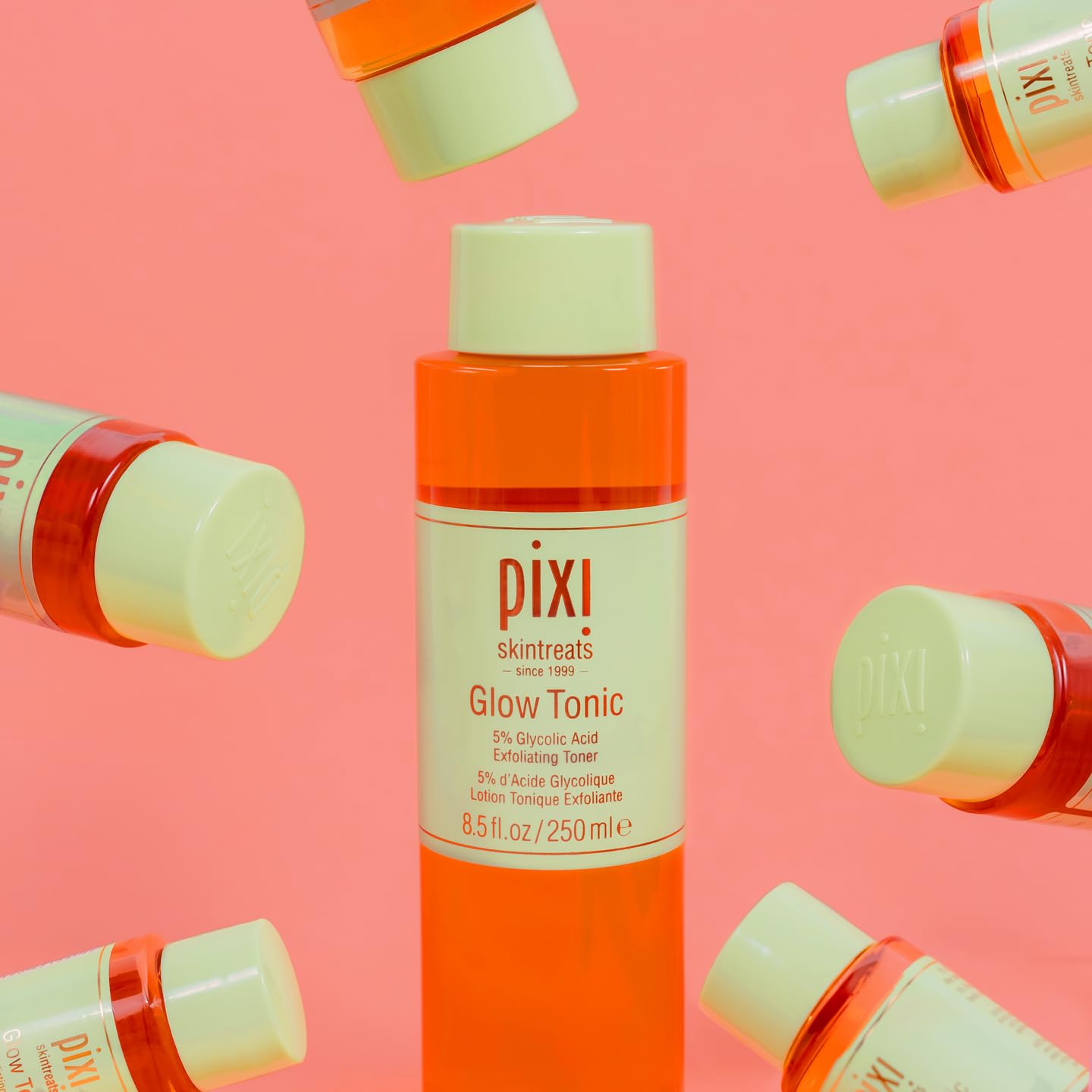 Pixi Glow Tonic Exfoliating Face Toner with 5% Glycolic Acid, Ginseng and Aloe Vera, Alcohol-Free Pore-Refining Toner for Radiant Skin, 8.5 fl oz / 250 ml