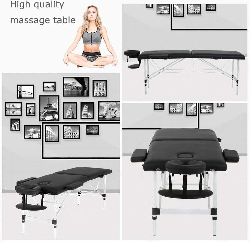 Aluminium Massage Table - Portable Height Adjustable Spa Bed | 24-Inch Wide, Non-Woven Carry Bag for Facial & Tattoo Care