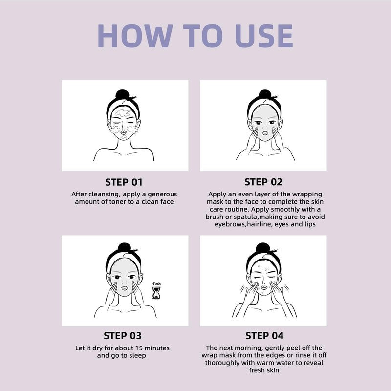 Collagen Night Wrapping Mask | Overnight Peel Off Facial Mask for Deep Hydration & Skin Firming | Reduces Sagging & Dullness, Moisturizes & Tightens | Includes Brush | Anti-Aging Skin Care (1pc)
