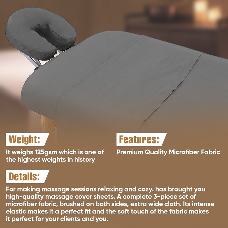 4 Sets Massage Sheet Set, Premium Facial Bed Cover Includes Flat and Fitted Sheets with Face Cradle Cover Stain and Wrinkle-Resistant, for Massage Tables, Includes Pad and Face Rest Covers