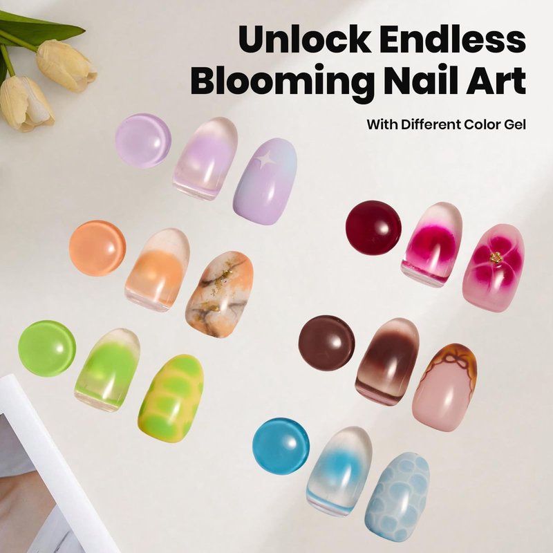 Beetles Blooming Gel for Nails - Easy Blooming Nail Art Gel for Floral & Marble Designs, UV/LED Cure Soak Off DIY at Home Gift for Women