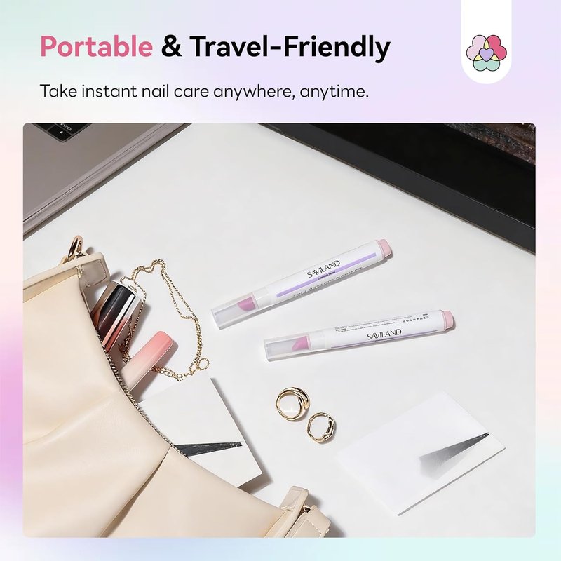 SAVILAND Cuticle Remover Pen - Ceramic Pusher & Nourishing Oil for Nail Care | 4.5ml, 2PCS