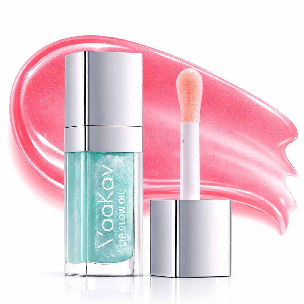 VaaKav Color Changing Lip Gloss for Women - Hydrating Lip Oil Tinted, Long Lasting Lipgloss Plumper, PH Reactive Butter Gloss, Clear Lip Plumping Gloss Makeup(02 PURPLE PEACH)