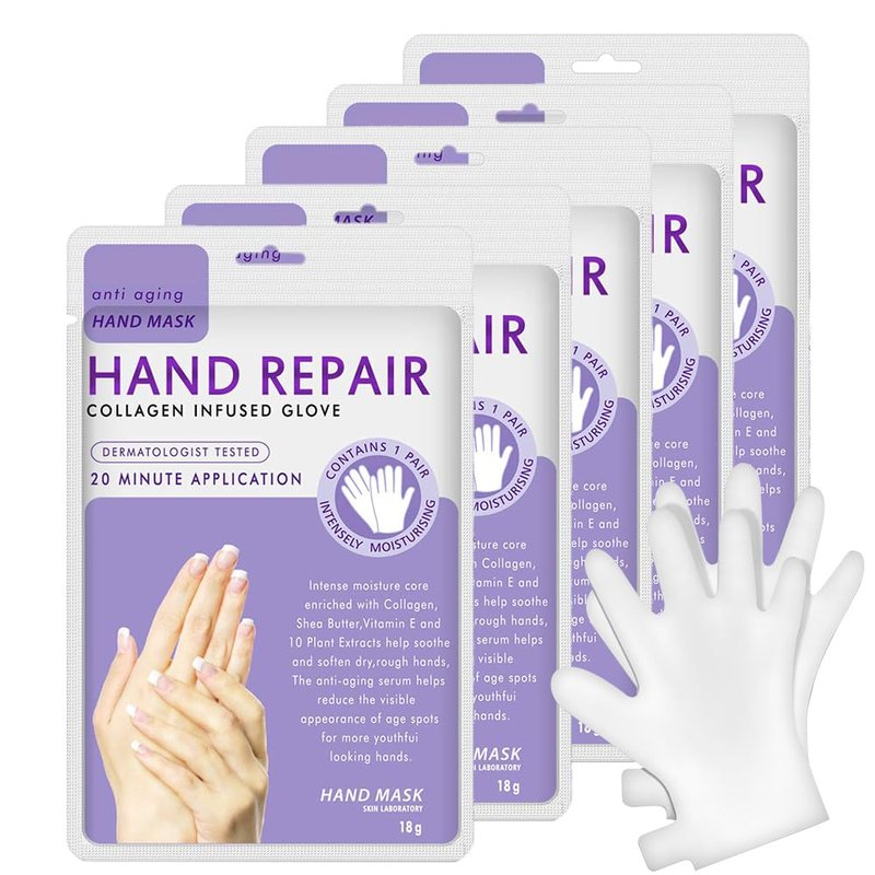 Liefiet Hand Peel Mask Moisturizing Gloves 5Pack, Hydrating Hand Masks Repair Dry Cracked Hands, Skin Moisturizer for Soft and Smooth Touch