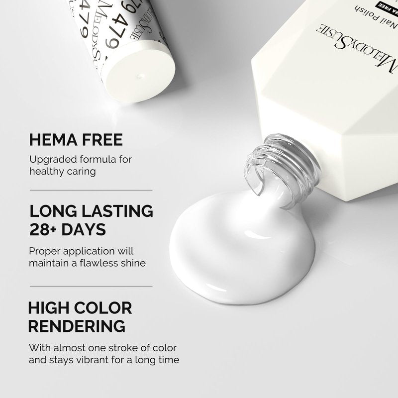 MelodySusie Hema Free Gel Nail Polish, 0.5 Fl Oz Thick White Gel Polish, Non Toxic, Long Lasting, Soak Off UV Nail Polish, Manicure Nail Design Salon DIY Nail Art at Home 479