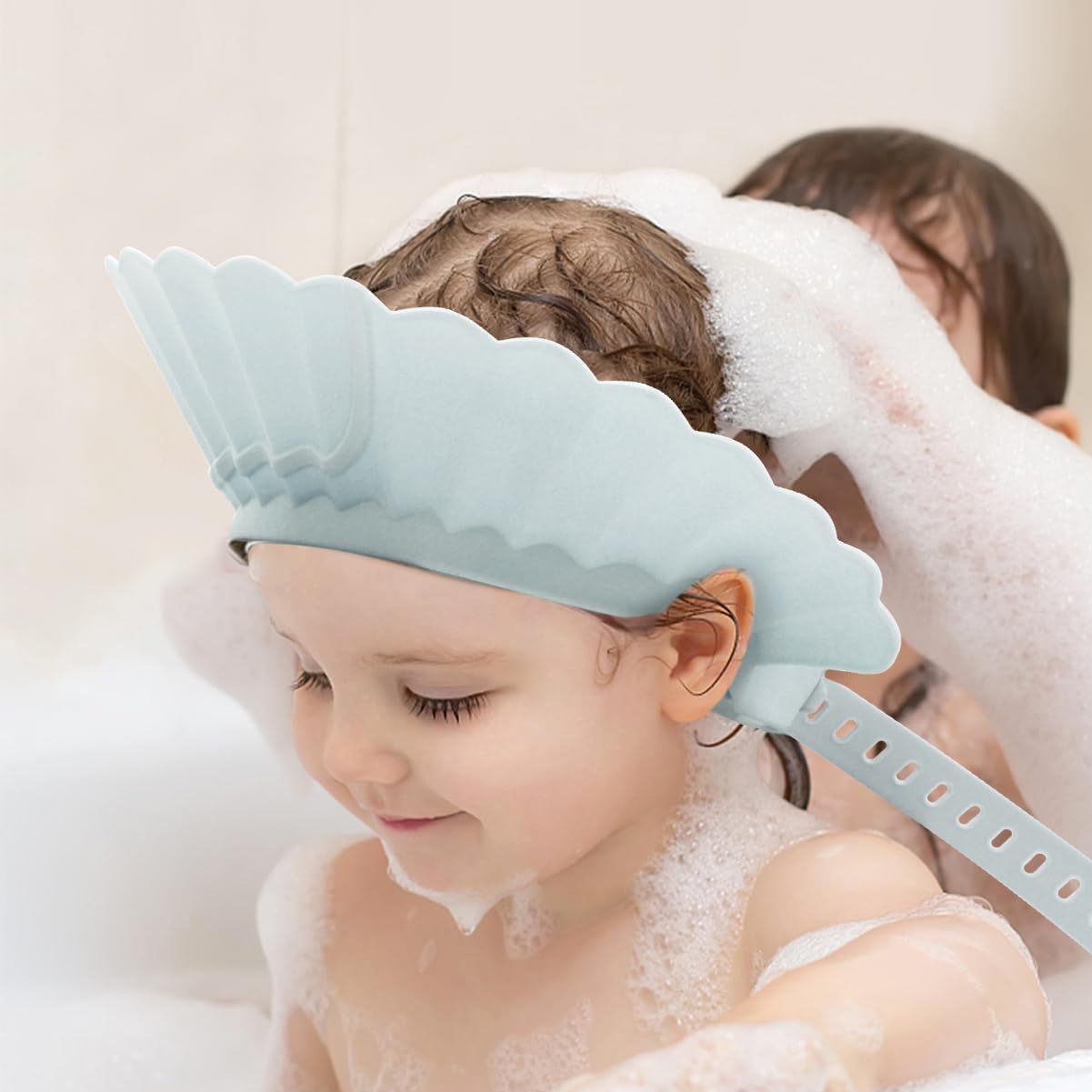 Baby Shower Cap Shield, Bathing Cap Bath Hat Bathing Safe Silicone Protection, Soft Adjustable Visor Hat for Protector Head Eye Ear, Christmas Gifts