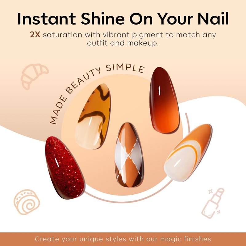 Modelones Gel Nail Polish Set - 6 Colors for Winter | Brown, Orange, Burgundy & Glitter Shades