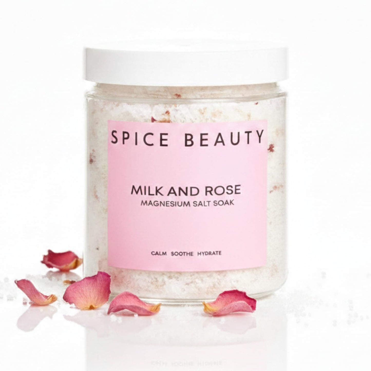 SPICE BEAUTY Goat Milk & Rose Magnesium Salt Soak | Epsom & Magnesium Bath Soak for Muscle Relaxation | Skin Soften & Deeply Nourish, Skin Hydration & Boosts Elasticity | Salt Soak | 9 oz