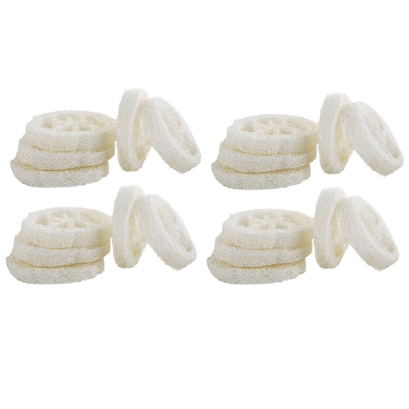 20pcs Natural Loofah Slices of 2in, Reusable Natural Loofah Cuts for Cleaner Sponge Scrubber, Facial Soap Holder and Handmade Loofah Soap Box Tools