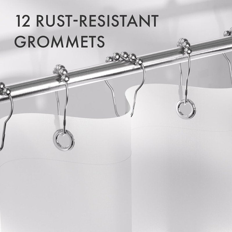 AmazerBath Ombre Black Shower Curtain Set - Washable Fabric with 12 Hooks | 72x72 Inches