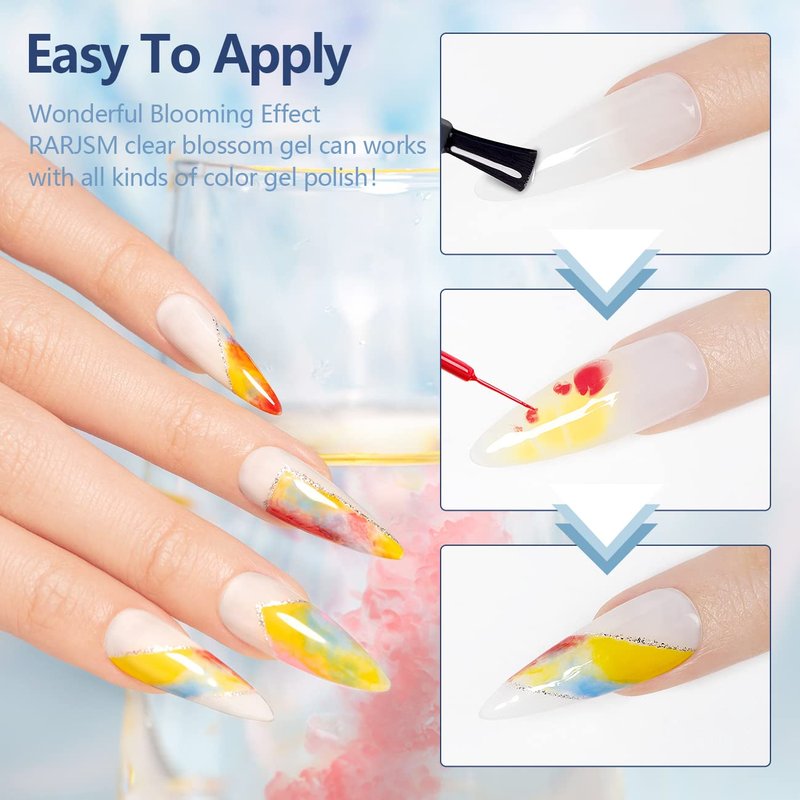 Blooming Gel Nail Polish - Clear 15ML UV LED Soak Off for Artistic Watercolor Nail Designs