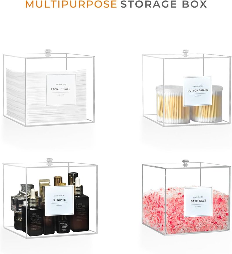 Acrylic Face Towel Holder - Stylish Storage Box for Face Towels & Makeup Remover Cloths | Compact Design
