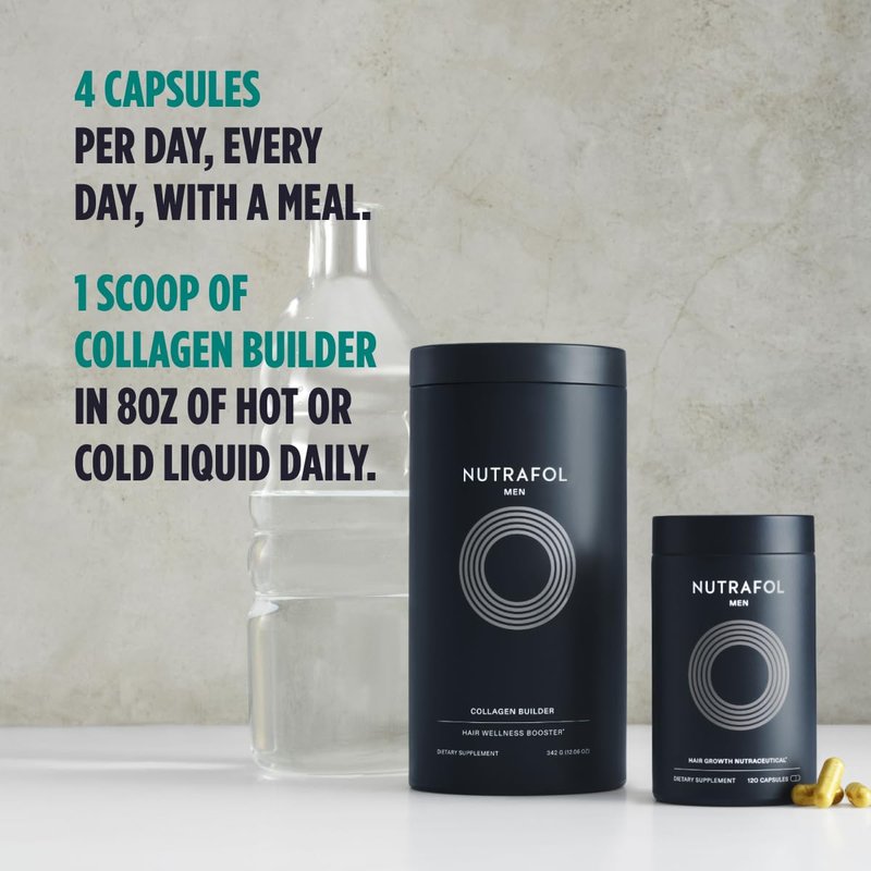 Nutrafol Men's Hair Growth Supplement - Physician-Formulated Collagen Peptides for Thicker Hair | 12 oz Bottle