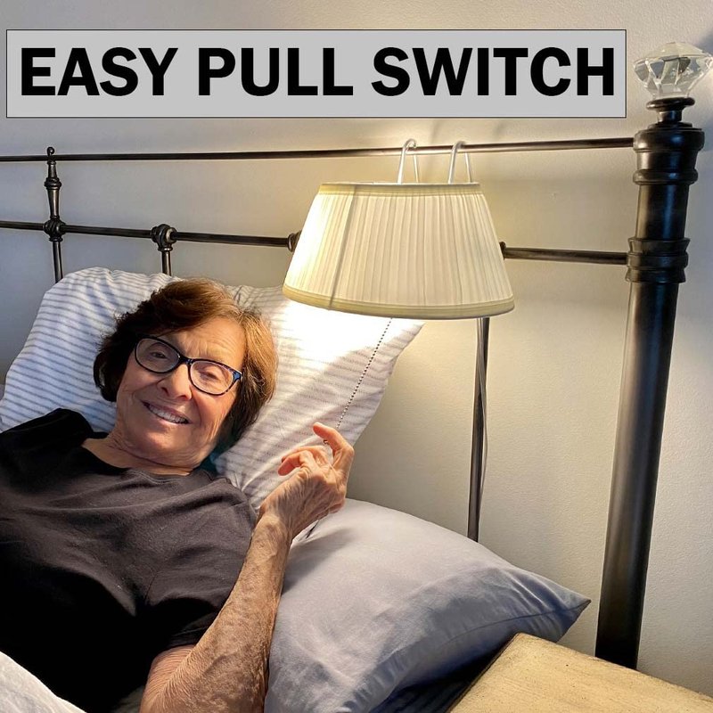 Evelots Bed Headboard Reading Lamp Book Light-Soft Fabric Shade-Easy ON/Off Pull Cord