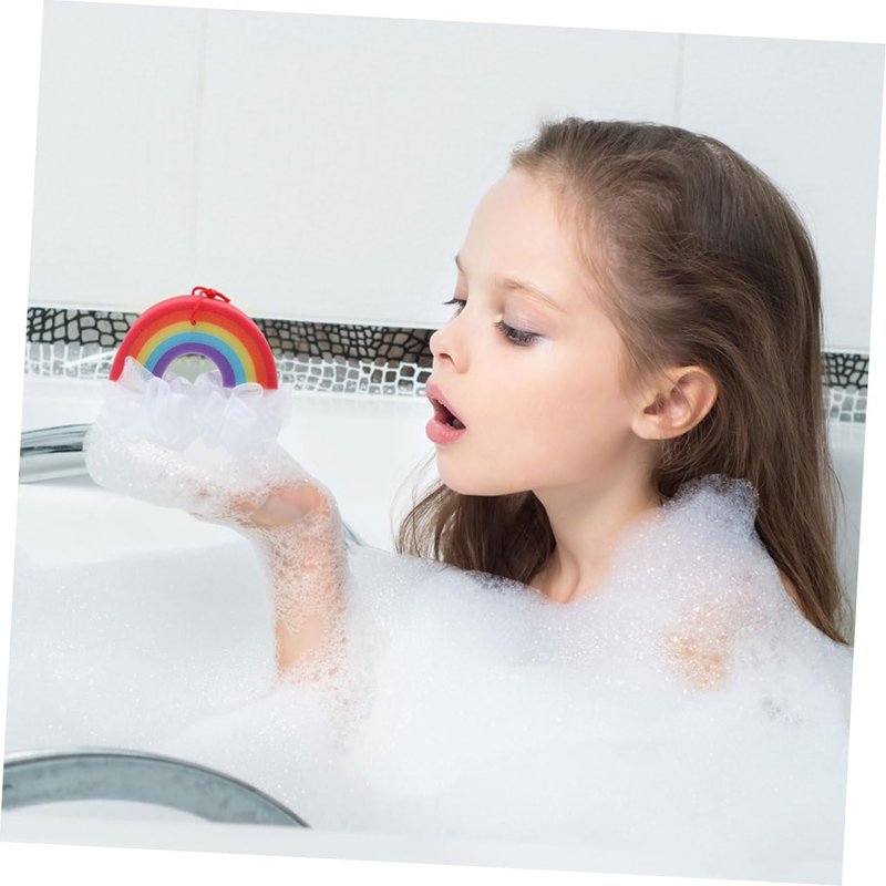 minkissy 3pcs Rainbow Bath Sponge Rainbow Loofah Body Scrubber Kids Shower Shower Balls Body Scrubber Exfoliator for Toddler Baby Kids Body Shower