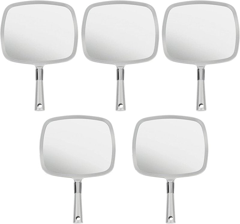 Large Hand Held Mirror - Comfy Silver Salon Model | 5-Pack