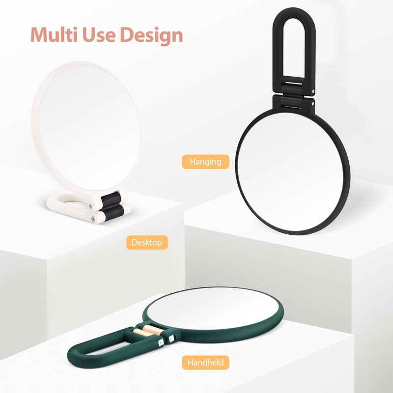 B Beauty Planet 30X Magnifying Mirror, Hand Mirror with Handle, Double Sided Hand Mirror with 30X/1X Magnification, Travel Essential Portable Foldable Makeup Mirror for Precision Makeup White