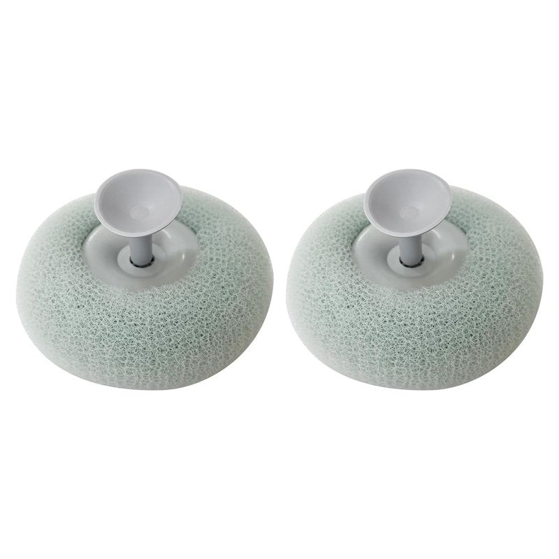 2Pcs Bath Sponge Brush with Suction Cup ，Shower Loofah Sponge Bath Mesh Ball for Clean Body Exfoliation