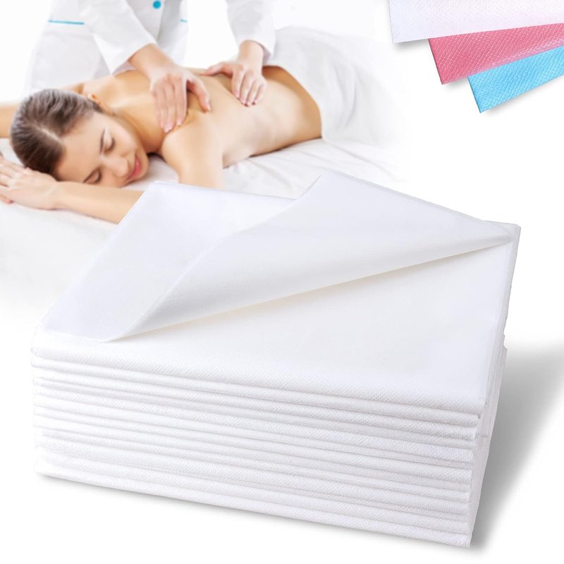 Disposable Bed Sheets for Spa & Massage Tables - Non-Woven Fabric, 31" x 78", White, 20 Pack