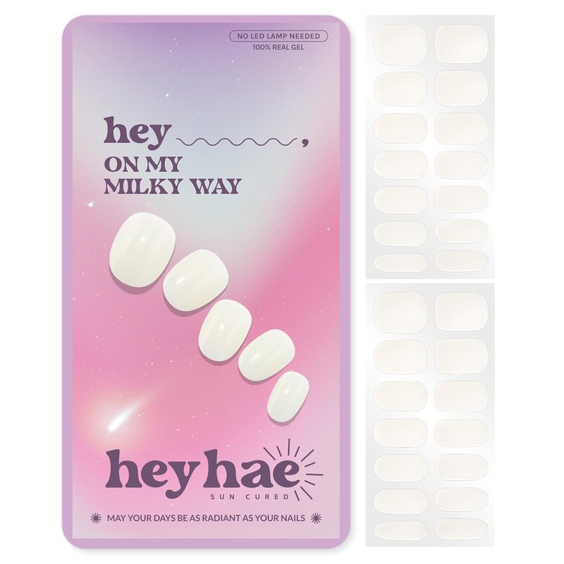 Semi Cured Gel Nail Strips - Easy Apply & Remove White Jelly | 28 Strips, Prep Pads & Nail File Included