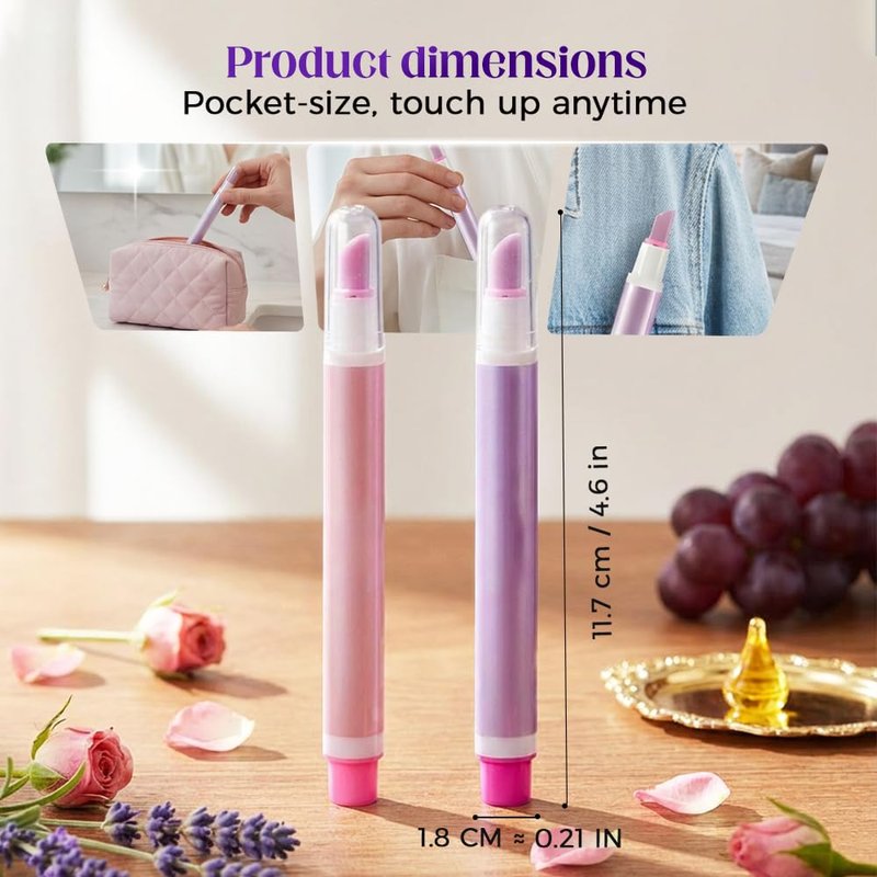 cyaneagle 2-in-1 Cuticle Oil Pusher Pen, 2026 New Ceramic Cuticle Tool, Portable Lavender Scented Cuticle Pen for Manicure, Hydrating Nail Care Pen for Salon, Nail Repair Pen for Women (Purple+Pink)