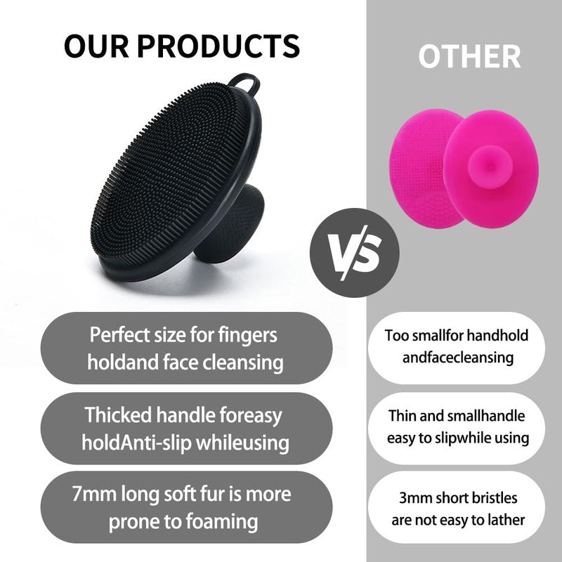Face Scrubber,Silicone Face Scrubber for Men Women,Third Generation Upgraded 1262 Soft Bristle Manual Cleansing Brushes,Suitable for All Skin Types,face exfoliating Cleaning Brush (Black) (Large)