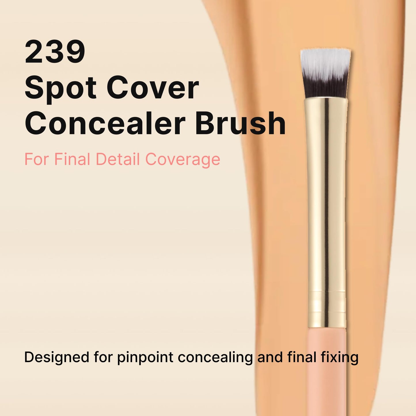 THE TOOL LAB 239 Spot Cover Concealer Brush, Flat Makeup Brush for Spot Coverage and Under Eye, Works with Cream and Liquid Concealers, Professional Kbeauty Makeup Tool