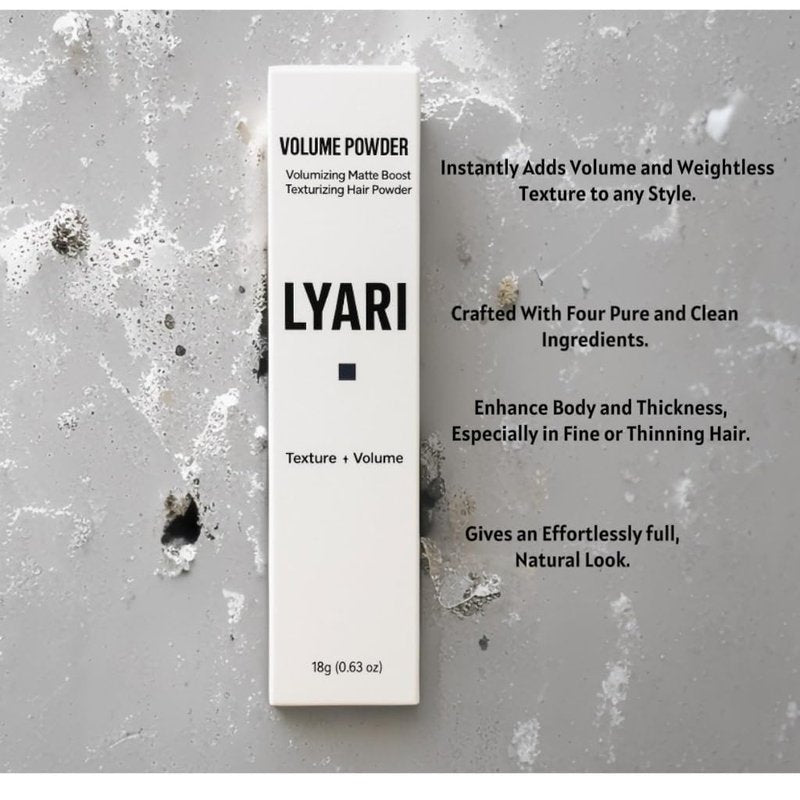 LYARI Hair Texture & Volumizing Powder – Hair Styling Powder- Matte Finish, Lightweight, Long-Lasting Hold – Ideal for Men & Women, All Hair Types – 18g