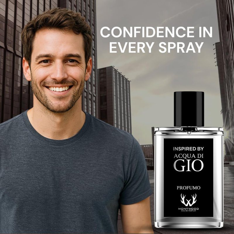 MONTWOOD Eau de Parfum – Long-Lasting Aquatic Fragrance for Men – 100mL Perfume Spray with Bonus 15mL Perfume Sample (Randomly Selected) – Inspired by Acqua di Gio Profumo