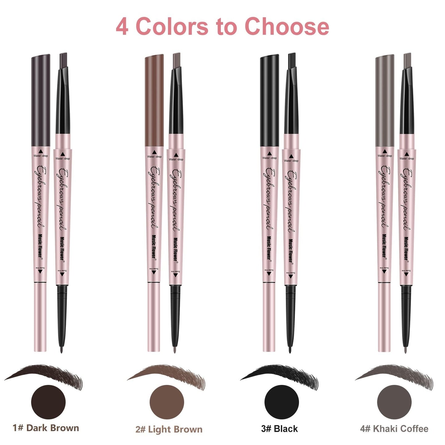 TurritopsisD Eyebrow Pencil, 2 in 1 Dual-ends Retractable Triangular & Fine Tip Brow Pen Waterproof Long-lasting Create Natural Eye Brows Makeup