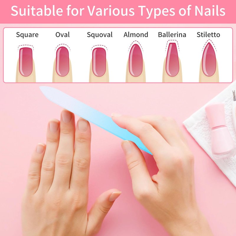 3 Pcs Glass Nail File,Crystal Nail Files with Case,Fingernail Files,Portable Glass Nail File Double Sided for Natural & Acrylic Nail Care,Manicure Tools Gifts for Women Girls