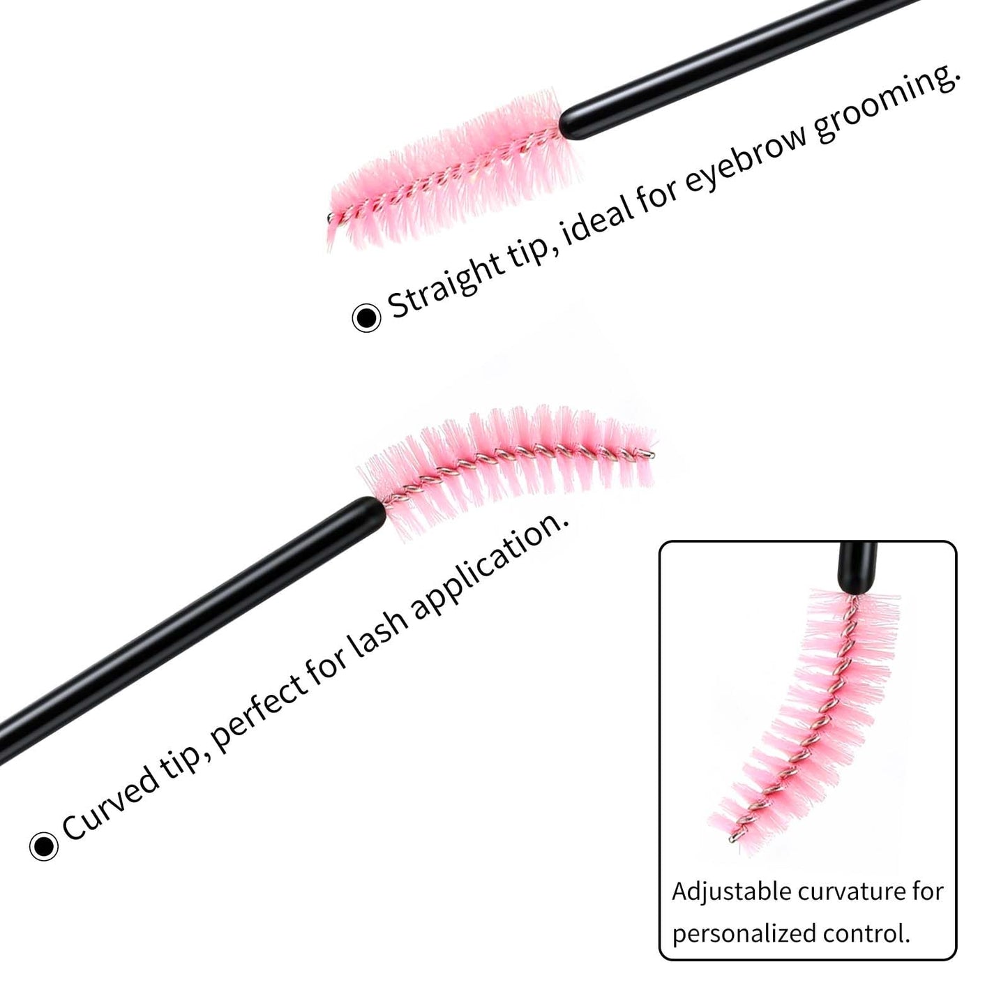 Tifanso 500PCS Disposable Lash Spoolies, Eyelash Eyebrow Brush for Extensions, Mascara Wands, Lash Extension Supplies, Eye Makeup Brushes & Tools, Pink