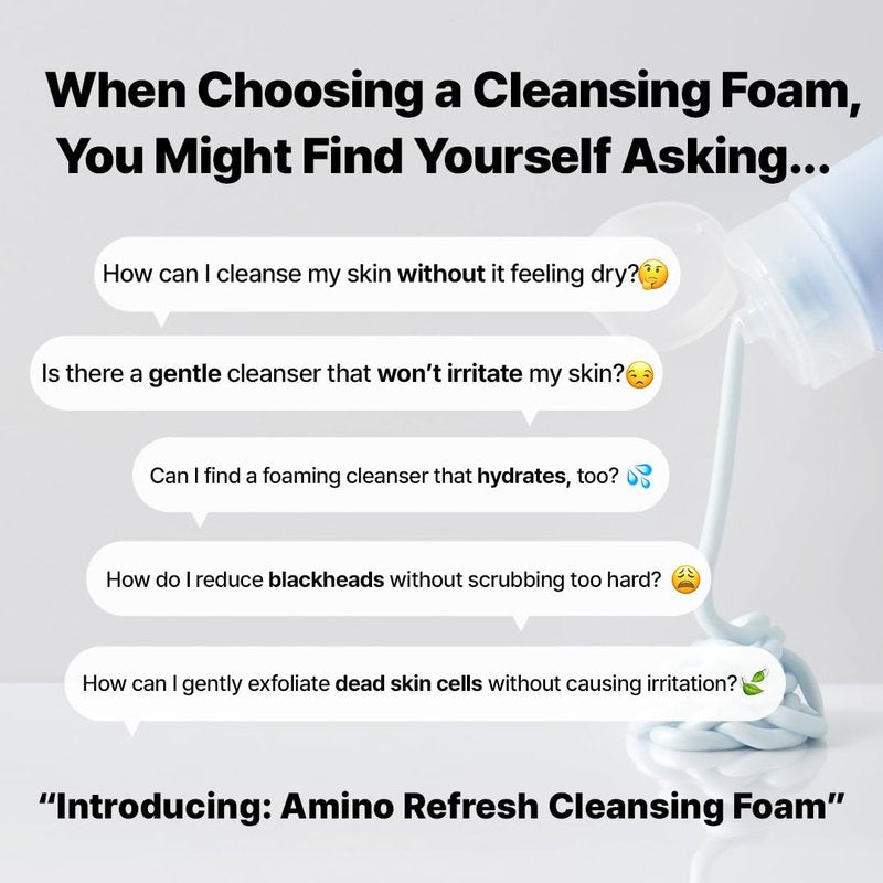 MAKE P:REM Safe Me. Amino Refresh Cleansing Foam, Korean Face Wash, Instant Deep Pore Cleansing, Gentle Exfoliation with BHA & LHA, Korean Skin Care, 5.07 Fl Oz, 150ml