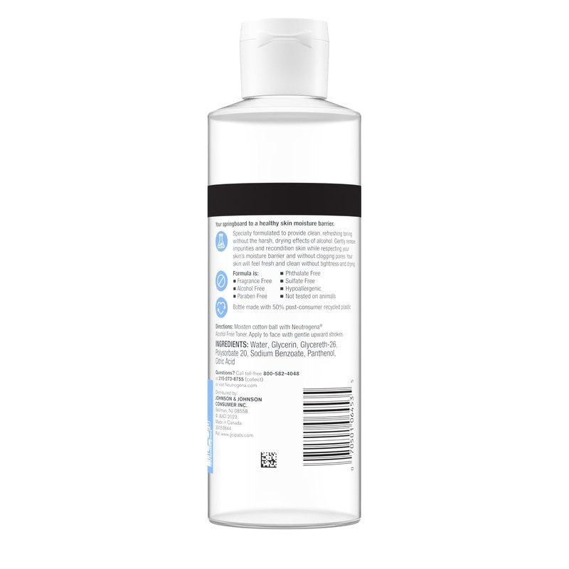 Neutrogena Alcohol-Free Gentle Daily Facial Toner, Fragrance-Free to Tone & Refresh Skin, Gently Removes Impurities & Reconditions Skin, Hypoallergenic, 8 fl. oz