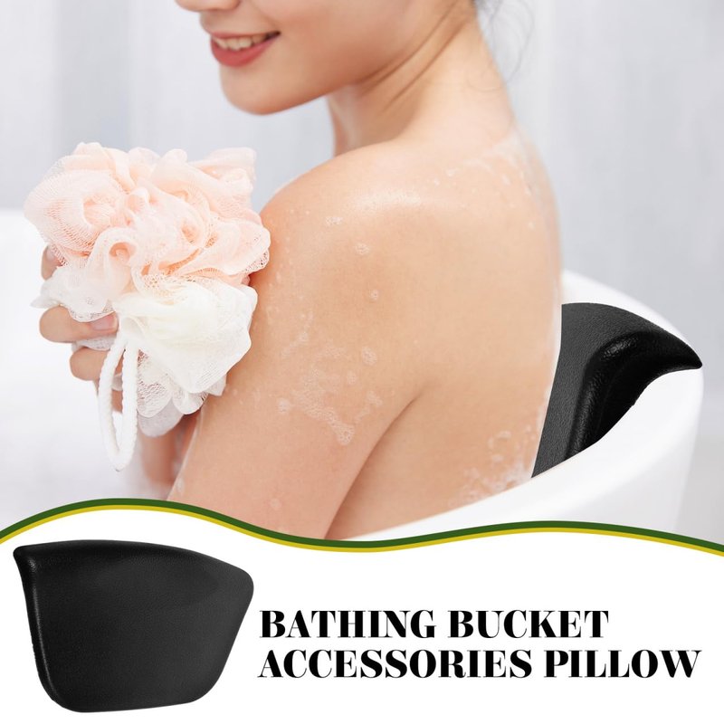 Healifty Bath Pillow for Tub with Suction Cups Removable Pu Headrest Cushion Neck and Back Support Waterproof Spa Pillow for Relaxing Soak 4.1 X 2.4 Inch