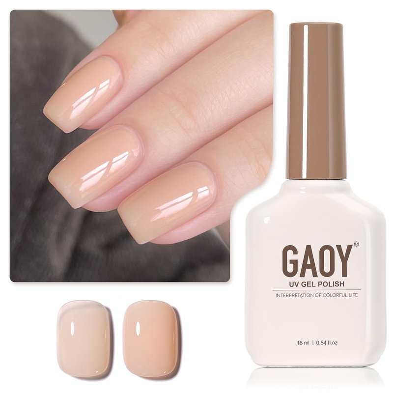 GAOY Nude Jelly Gel Nail Polish - 16ml Sheer Translucent Soak Off Gel for DIY Nail Art | Bright Nude Color